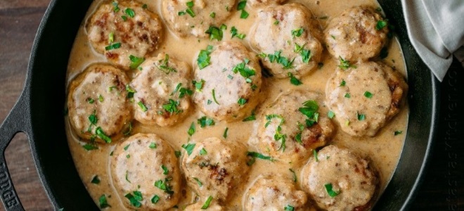 Мясные биточки — рецепты из куриного, свиного, говяжьего фарша, с подливкой и в духовке