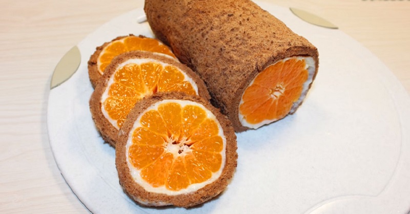 Бисквитный рулет «Сочный мандарин»: как из кондитерской, только вкуснее. Беру только грузинские, без косточек!