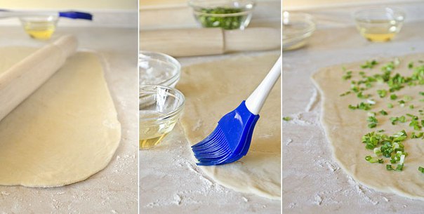 Китайские лепешки с зеленым луком: Хрустящая корочка и мягкая текстура внутри, слегка солоноватый аромат хлеба в сочетании с запахом зеленого лука