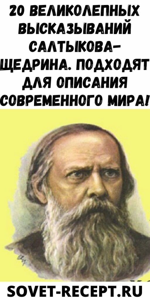 20 великолепных высказываний Салтыкова-Щедрина. Подходят для описания современного мира!