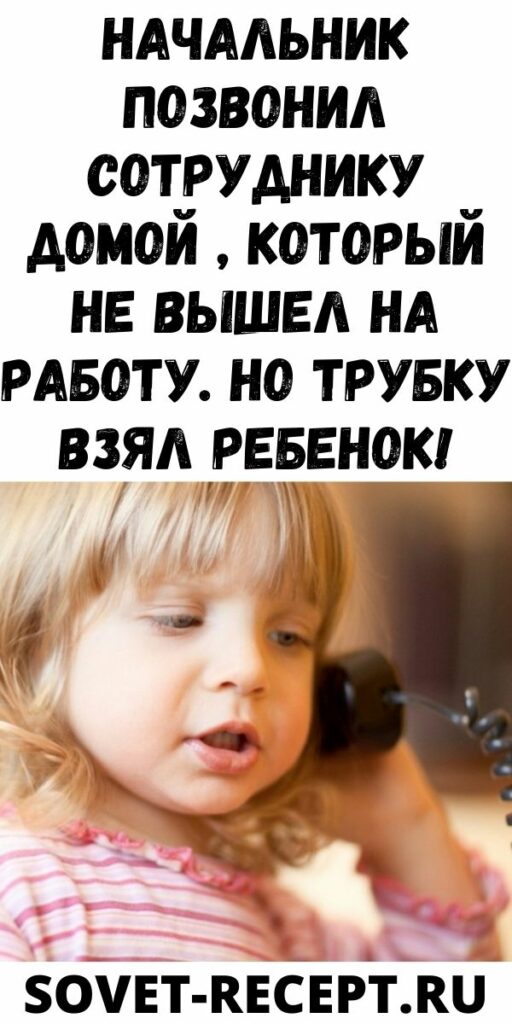 Начальник позвонил сотруднику домой , который не вышел на работу. Но трубку взял ребенок!